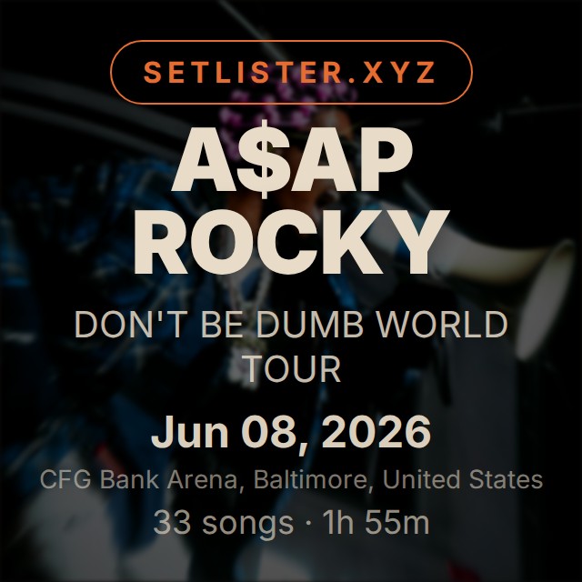 A$AP Rocky — DON'T BE DUMB WORLD TOUR setlist playlist on Spotify