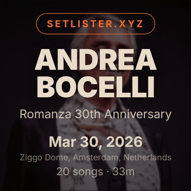Andrea Bocelli — Romanza 30th Anniversary setlist playlist on Spotify