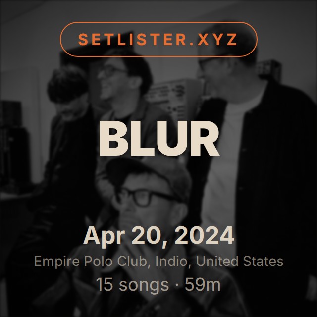 Blur setlist playlist on Spotify
