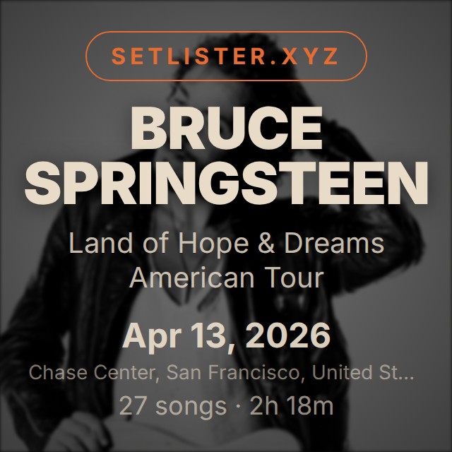 Bruce Springsteen — Land of Hope & Dreams American Tour setlist playlist on Spotify