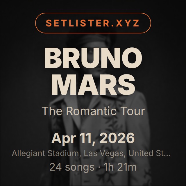 Bruno Mars — The Romantic Tour setlist playlist on Spotify
