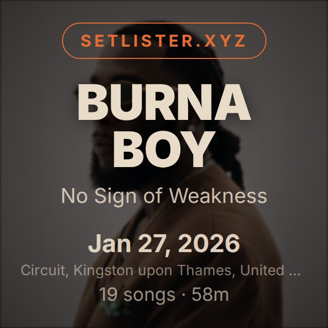 Burna Boy — No Sign of Weakness setlist playlist on Spotify