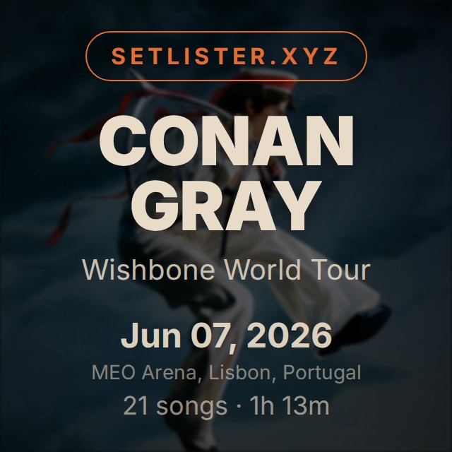 Conan Gray — Wishbone World Tour setlist playlist on Spotify