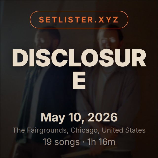 Disclosure setlist playlist on Spotify