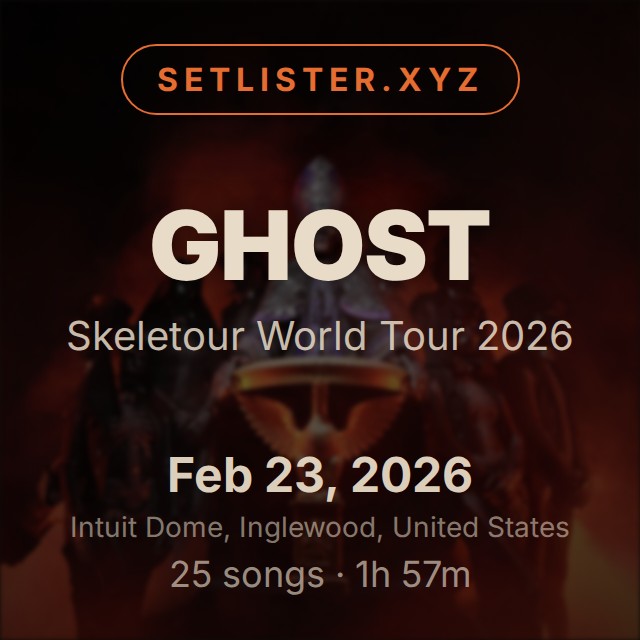 Ghost — Skeletour World Tour 2026 setlist playlist on Spotify