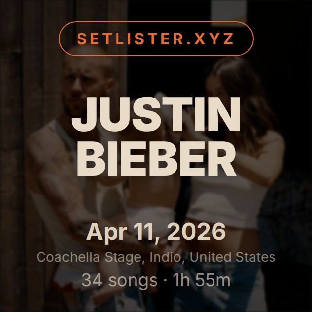 Justin Bieber setlist playlist on Spotify