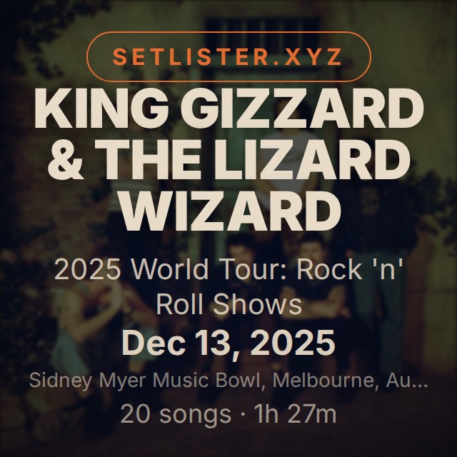 King Gizzard & the Lizard Wizard — 2025 World Tour: Rock 'n' Roll Shows setlist playlist on Spotify