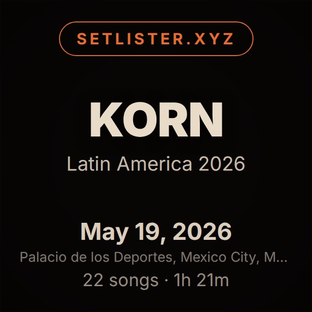 Korn — Latin America 2026 setlist playlist on Spotify