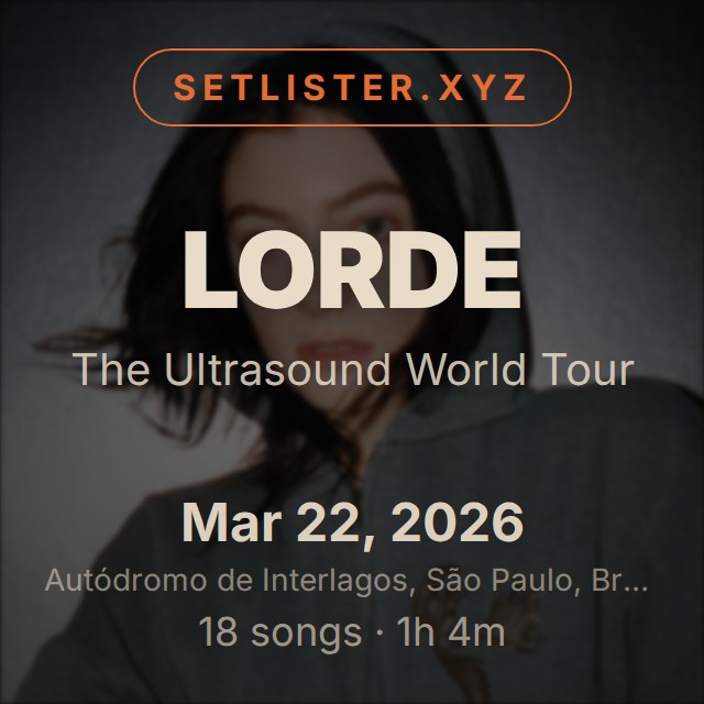 Lorde — The Ultrasound World Tour setlist playlist on Spotify