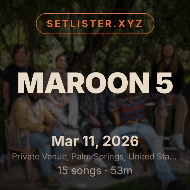 Maroon 5 setlist playlist on Spotify