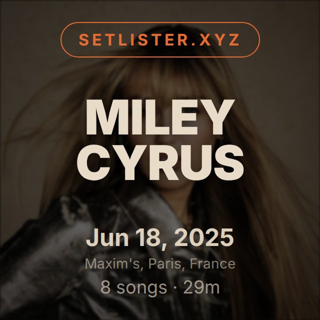 Miley Cyrus setlist playlist on Spotify