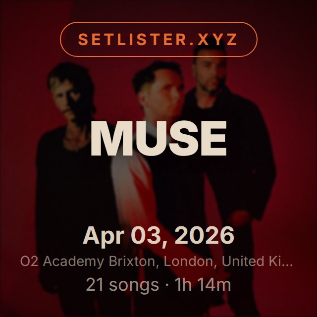 Muse setlist playlist on Spotify