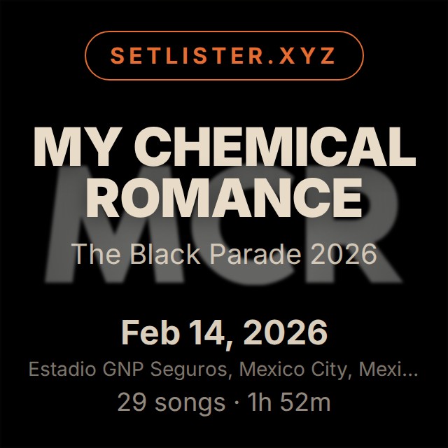 My Chemical Romance — The Black Parade 2026 setlist playlist on Spotify