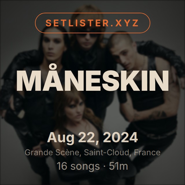 Måneskin setlist playlist on Spotify