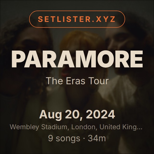 Paramore — The Eras Tour setlist playlist on Spotify
