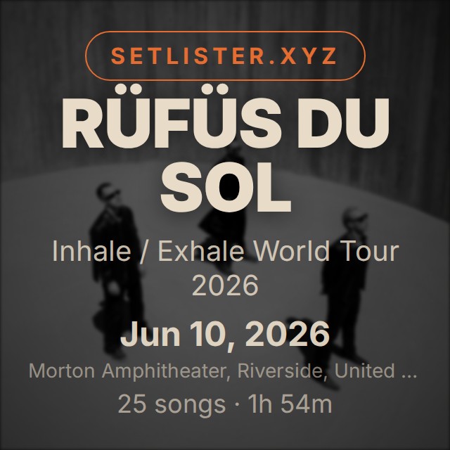 RÜFÜS DU SOL — Inhale / Exhale World Tour 2026 setlist playlist on Spotify