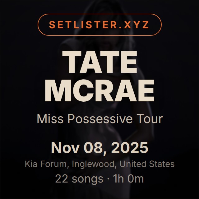 Tate McRae — Miss Possessive Tour setlist playlist on Spotify