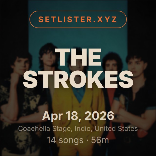 The Strokes setlist playlist on Spotify