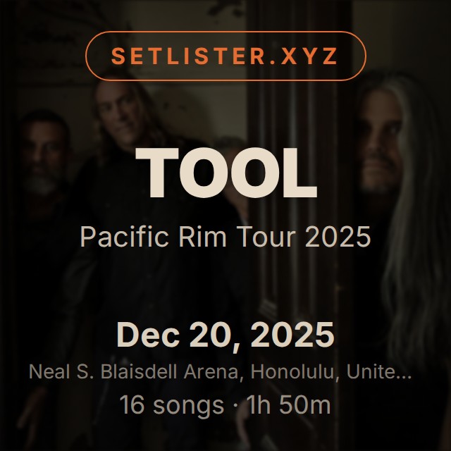 Tool — Pacific Rim Tour 2025 setlist playlist on Spotify