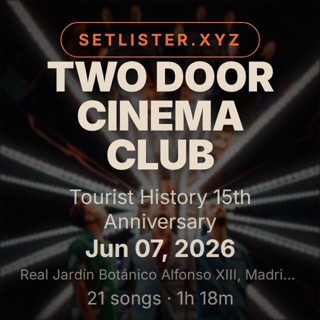 Two Door Cinema Club — Tourist History 15th Anniversary setlist playlist on Spotify
