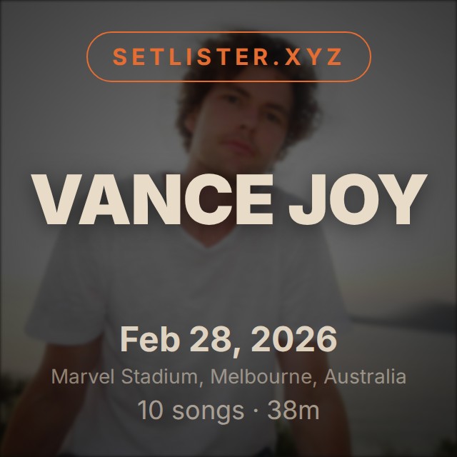 Vance Joy setlist playlist on Spotify